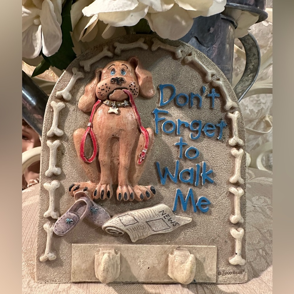 Ceramic Key hanger reminds you to walk the dog, grab keys, lock & stroll or roll